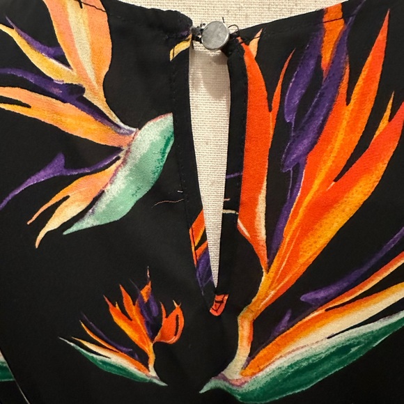 SOLD Massimo bird of paradise colourful black maxi dress floral abstract LARGE - Picture 5 of 6